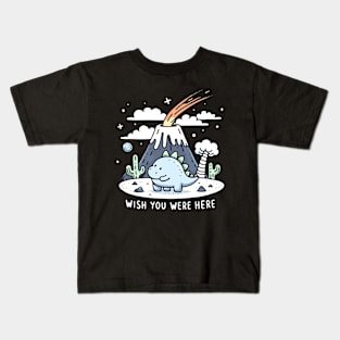 Humorous Dino - Wish you were here - Apocalytic Dinosaur Humor Kids T-Shirt